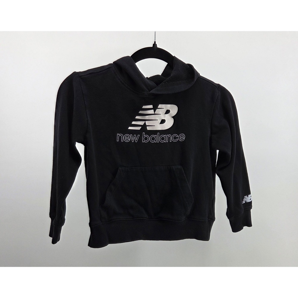 New Balance Pullover Hoodie‎ Kids Size Small Black Logo Graphic Sweatshirt
